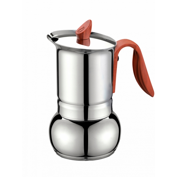 Caffettiera espresso – Originale – Caffettiera espresso in acciaio inox -  per qualsiasi fornello - per 4 tazze – Opera Wood