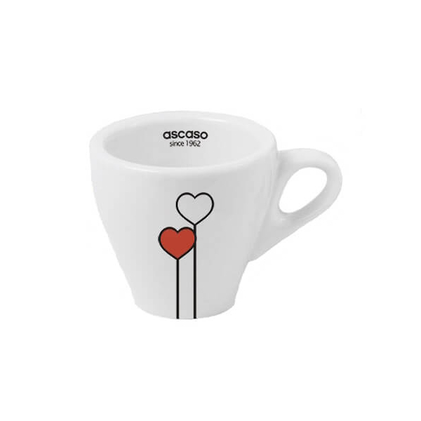 Die ascaso LOVE Espressotasse präsentiert ein einfaches, aber liebevolles Herzdesign, das Kaffeegenuss mit einer Note Zuneigung verbindet.