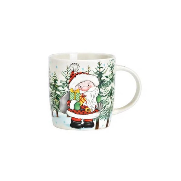 Mug 'Joyeux Saint-Nicolas' en porcelaine avec motif festif, 340ml, idéal pour chocolat chaud et vin chaud.


