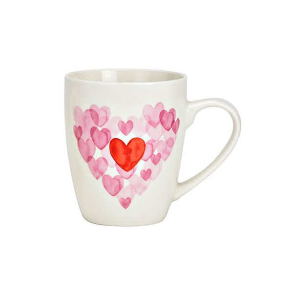Tasse Saint-Valentin en porcelaine avec divers cœurs, 360ml – parfaite pour montrer et partager l'amour.


