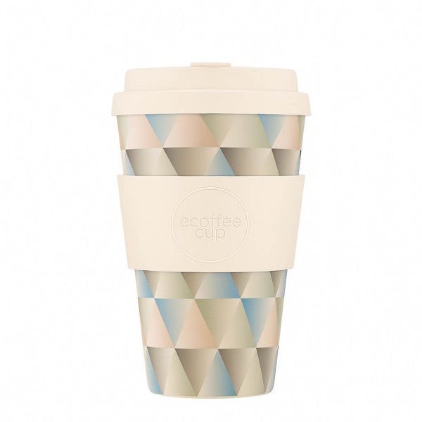 Ecoffee Cup Shandor the Magnificent : Le gobelet réutilisable élégant en mosaïque pastel, 400ml – idéal pour les déplacements, résistant au lave-vaisselle et sans BPA, fabriqué à partir de PLA écologique.