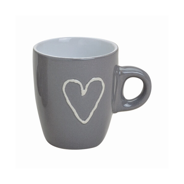 Espressotasse - Herz Dekoration - aus Keramik - 7 cm - 50ml - blaugrau
