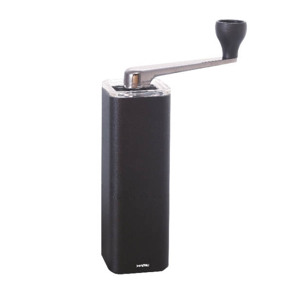 Hario Handmühle Prism in Schwarz, für frisch gemahlenen Kaffee.