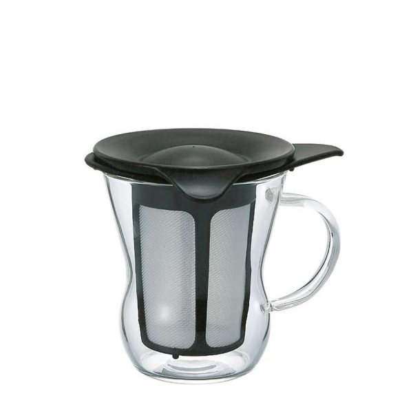 Hario One Cup Teebereiter 200ml in Schwarz - Glas Teezubereiter