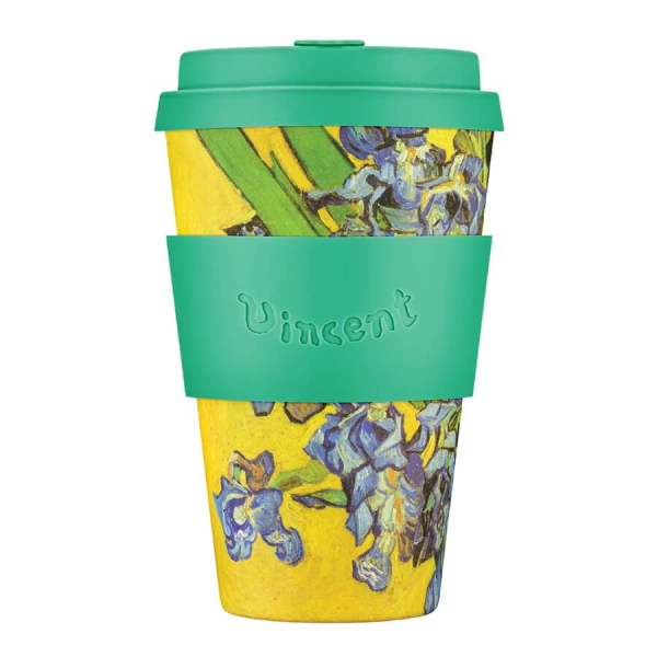 400ml Ecoffee Cup VGM Irises, inspiriert von Van Goghs Gemälde, verbindet kunstvolles Design mit Umweltbewusstsein, bei beanarella