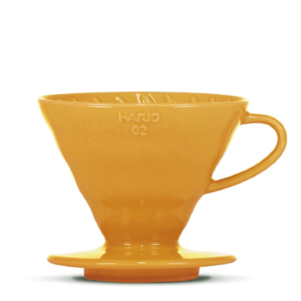 Hario V60 Kaffeefilterhalter aus Keramik in Orange, Grösse 02 (1-4 Tassen).