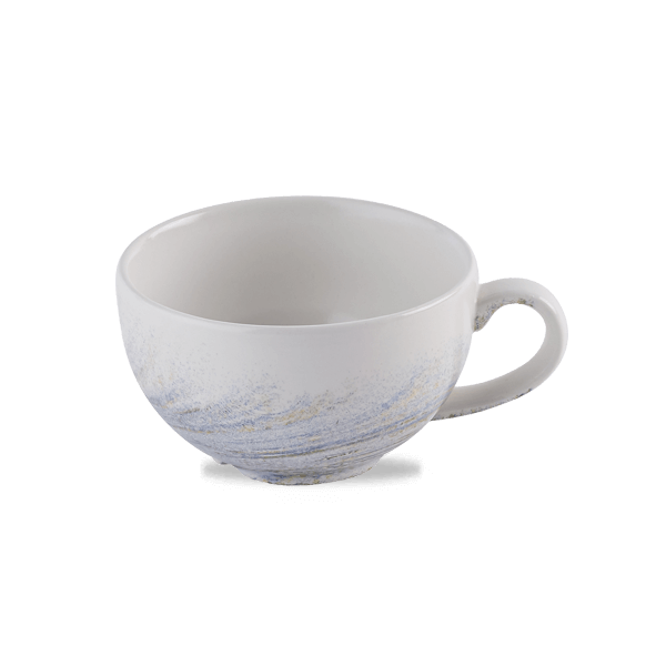 Die Churchill Elements Coast Kaffeetasse 227ml, veredelt mit einem subtilen blauen Streifenmuster, verbindet Funktionalität mit einem Hauch von Meeresbrise.