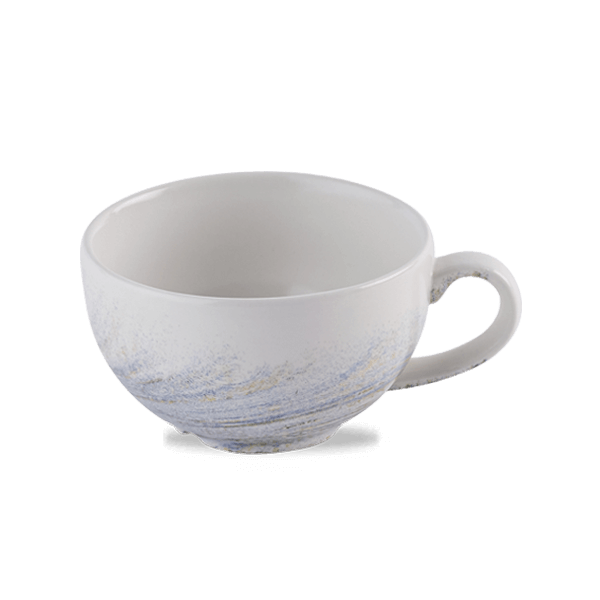 Tasse à café Churchill Elements Coast 340ml, en fine céramique avec un élégant motif spirale bleu, parfaite pour le plaisir quotidien du café.