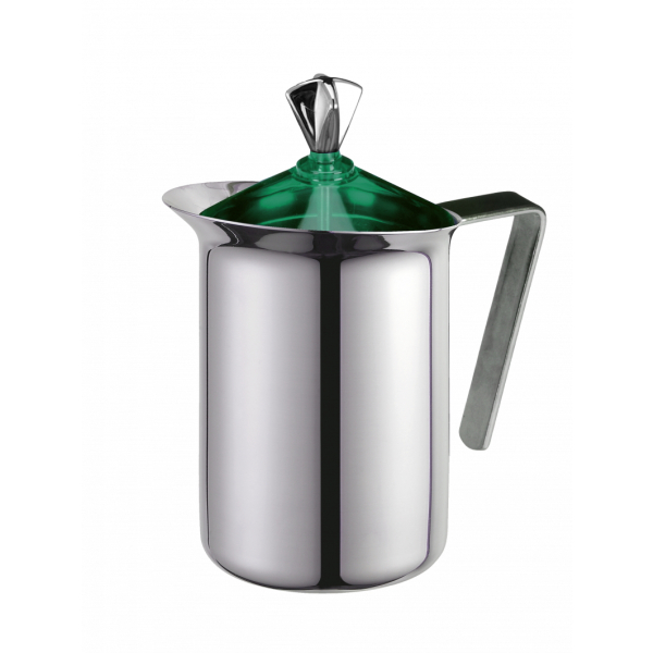 Mousseur à lait - avec mécanisme de pompage manuel - chauffage directement dans le mousseur à lait - pour chaque cuisinière - vert