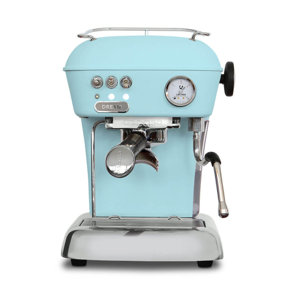 Ascaso Dream One Espressomaschine in Blau, elegante Siebträgermaschine mit fortschrittlicher Technologie.