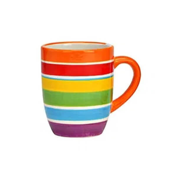 Mug en céramique coloré avec motif à rayures stylé, 250ml, Design 1, idéal pour les intérieurs modernes.


