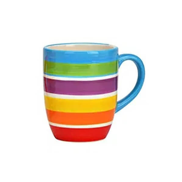 Mug en céramique coloré avec des rayures dynamiques, 250ml, Design 2, parfait pour un usage quotidien.