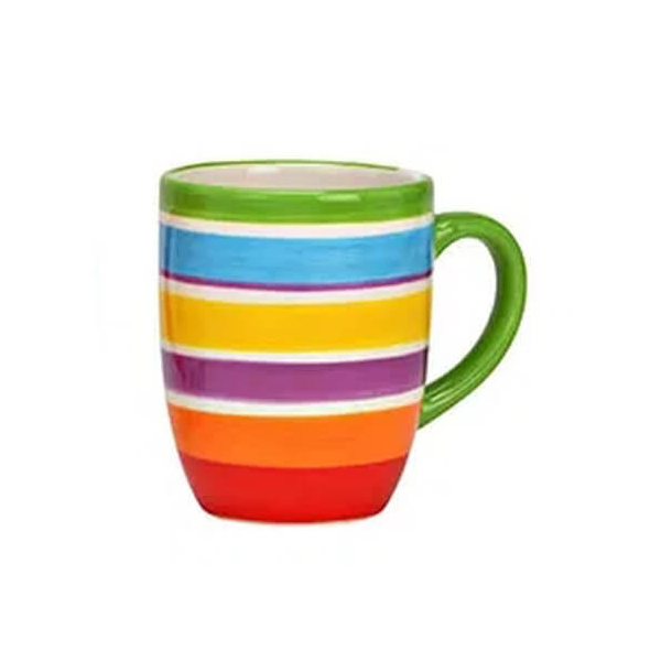 Mug en céramique coloré avec des rayures vives, 250ml, idéal pour le café ou le thé, Design 4