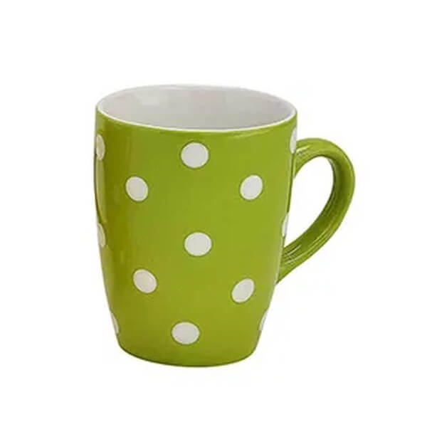 Tasse en céramique verte à pois blancs, 250ml - idéale pour le café ou le thé, apporte une touche de couleur à votre routine de cuisine.