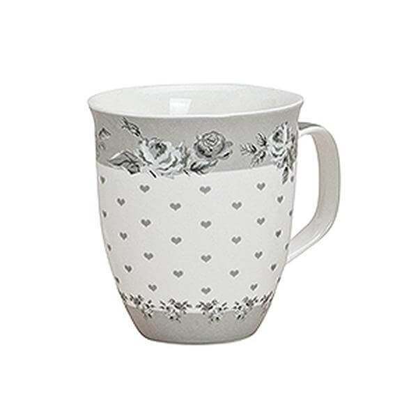 Grande tasse blanche en céramique avec délicat décor de roses et motifs de cœurs, 400ml – idéale pour les amateurs de café et de thé qui valorisent le design.






