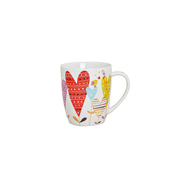 Tasse - Herzdekor - aus Porzellan - 300ml - Design 1