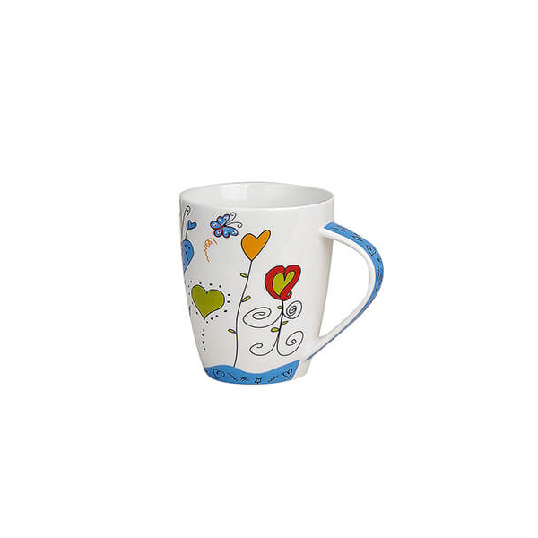 Gobelet en porcelaine avec un design de cœurs colorés et floraux, 300ml – ajoute une touche créative à vos matins.


