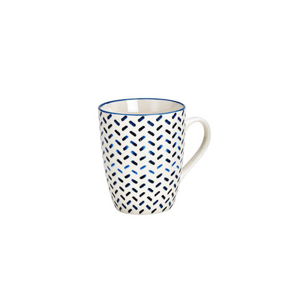 Mug en porcelaine artistique avec accents bleus, 320ml – parfait pour les amateurs de café et de design.

