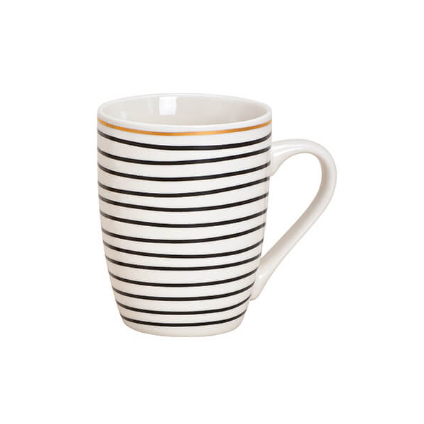 Tasse en porcelaine moderne avec motif à rayures, 340ml – parfaite pour les amateurs de café et de thé qui apprécient le style.


