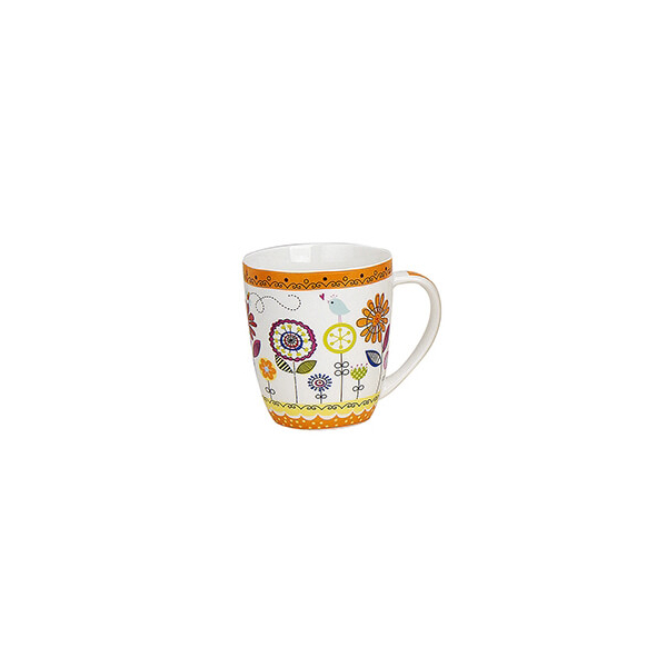 Tasse en porcelaine avec décor floral coloré et accents orange, 350ml, parfaite pour un usage quotidien ou comme cadeau charmant.


