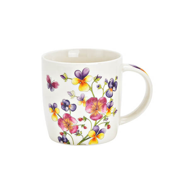 Tasse en porcelaine avec motif floral vibrant, 350ml – parfaite pour présenter élégamment thé ou café.

