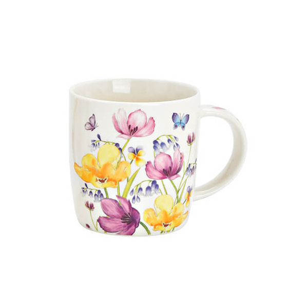 Tasse en porcelaine avec design floral vibrant, 350ml – idéale pour les amateurs de style et de fonctionnalité en cuisine.

