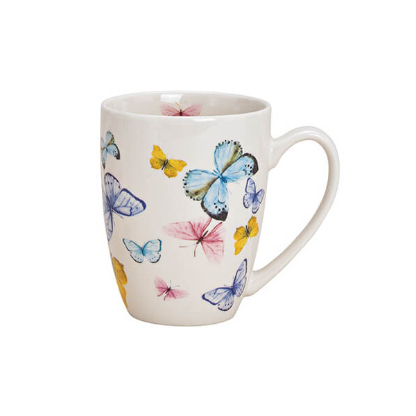 Tasse Papillon avec couvercle et tamis en métal, en porcelaine, design 2, 370ml