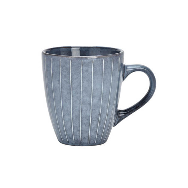 Tasse en grès à rayures bleues, 380ml - idéale pour les amateurs de style et comme point fort décoratif dans toute cuisine.

