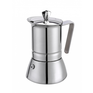 Espressokocher - Original-Edelstahl Espressomaschine - für jeden Herd - für 6 Tassen - Pratika