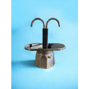 Espressokocher - Original-Aluminium Espressomaschine - für Elektro-, Ceran- und Gasherde - für 2 Tassen - Double Inox