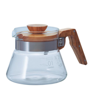 Hario Coffee Server Olive Wood - Kaffeekanne aus Glas - 400 ml