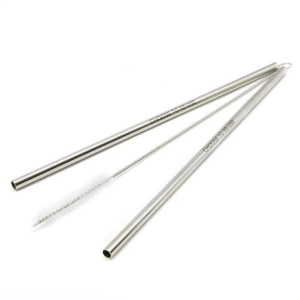 Ecoffee - Edelstahl-Strohhalm-Set - nachhaltige Strohhalme - Wiederverwendbar - inklusive Reinigungsbürste - Silver