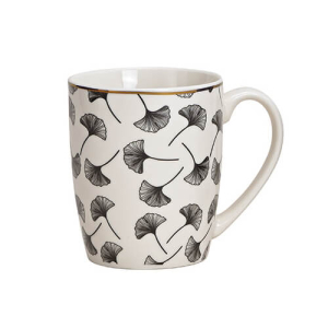 Weisse Ginkgo-Blatt Tasse aus Porzellan - 300ml