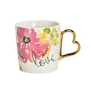 Tazza Love Matrimonio con Decorazione Floreale | Porcellana | 400ml