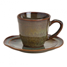 Steingut-Tasse S/2 Landei Mit Untertasse · P27-1