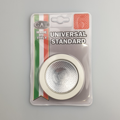G.A.T. 2 replacement seals and 1 filter for stovetop espresso maker – for 6 cups