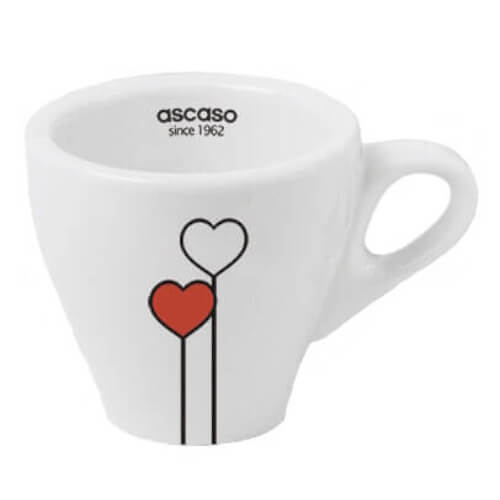 Elegant ascaso cappuccino cup with charming 'LOVE' motif, ideal for coffee breaks and as a gift for lovers of fine espresso