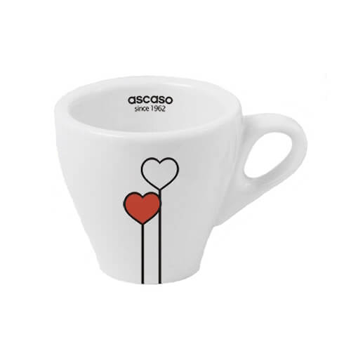 Die ascaso LOVE Espressotasse präsentiert ein einfaches, aber liebevolles Herzdesign, das Kaffeegenuss mit einer Note Zuneigung verbindet.
