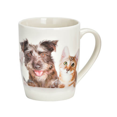 Tazza in porcellana con immagini vivaci di cani e gatti, 360ml – un regalo splendido per i proprietari di animali.