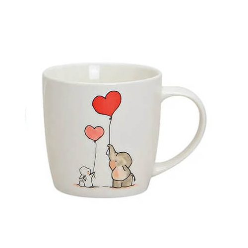 Tasse Elefant - aus Porzellan - Hearts - 8cm - 300ml