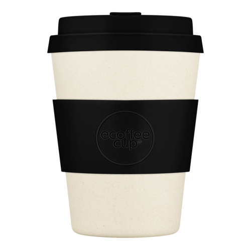 Black Nature: Il pratico bicchiere Coffee to go in Bianco e Nero, 350ml – ideale per il quotidiano, lavabile in lavastoviglie, senza BPA, realizzato con PLA ecocompatibile.