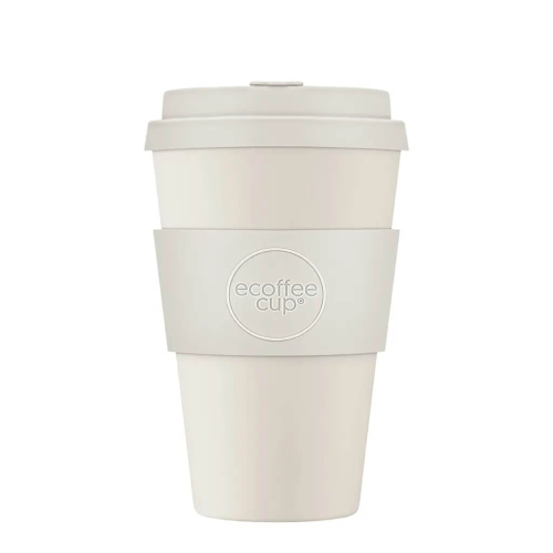 White Ecoffee Cup Waicara, sustainable coffee cup, 400ml capacity, ideal for on the go.
