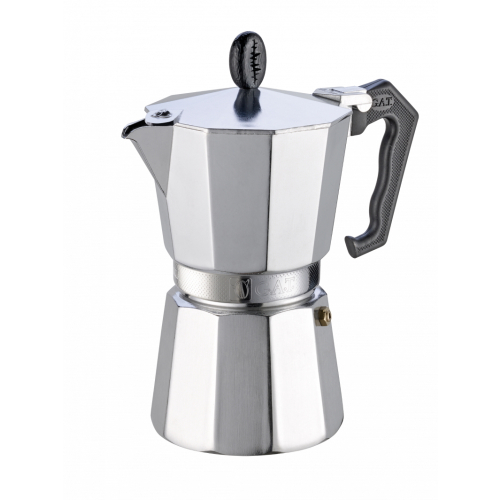 G.A.T. Lady Oro stovetop espresso maker in aluminium, 3 cups.