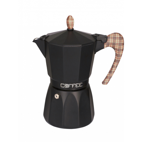 Espressokocher - Original-Aluminium Espressomaschine - für Elektro-, Ceran- und Gasherde - für 3 Tassen - Burberry