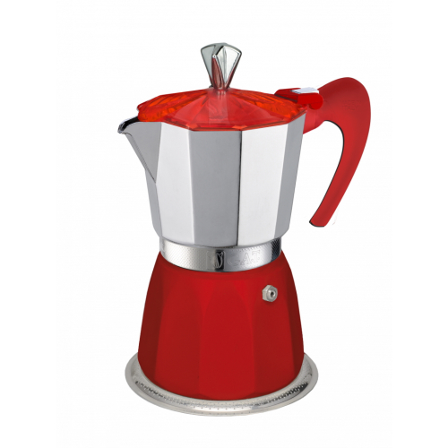 G.A.T. Gemma stovetop espresso maker in aluminium, red.