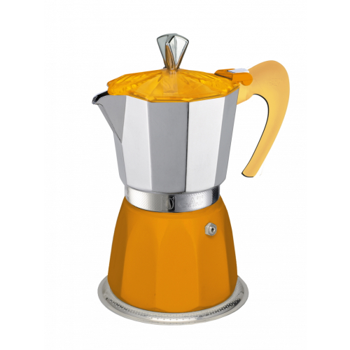 G.A.T. Gemma stovetop espresso maker in aluminium, yellow.