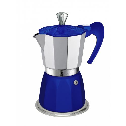 G.A.T. Gemma stovetop espresso maker in aluminium, blue.