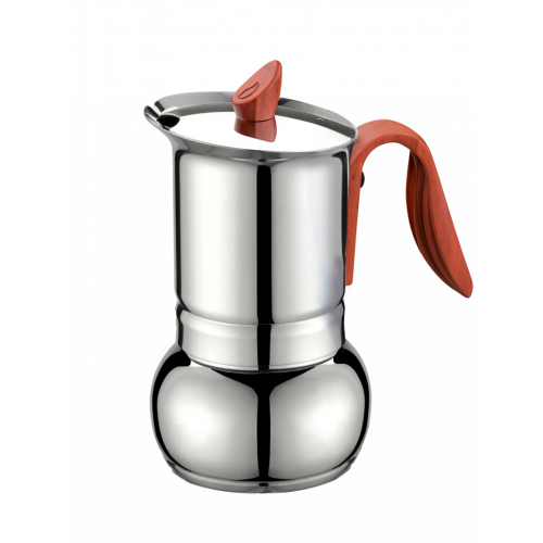 G.A.T. Wood stovetop espresso maker in stainless steel.