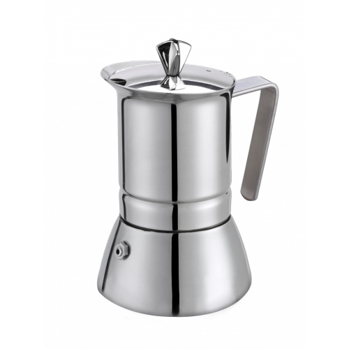 G.A.T. Pratika stovetop espresso maker in stainless steel, 6 cups.