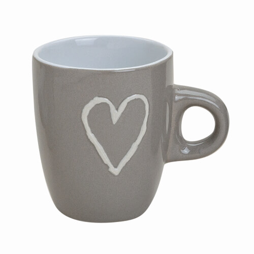 Espressotasse - Herz Dekoration - aus Keramik - 7 cm - 50ml - beige